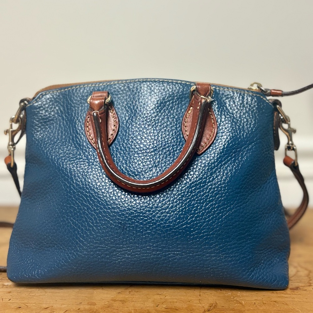 VINTAGE Dooney and Bourke blue pebble leather crossbody handbag - Picture 8 of 15
